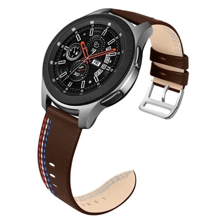 Samsung Galaxy Watch 3 (45mm) / Watch (46mm) urrem i ægte læder med syninger - Chokolade