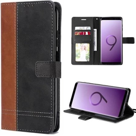 Fodral till Samsung Galaxy S9 Flip Fodral Flip Syntetläder Brun-Svart