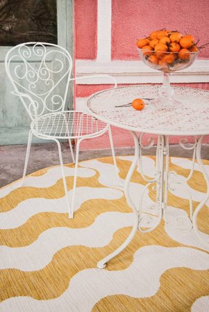 Mare Innen-/Outdoor-Teppich Waschbar Ø 150 Klein Gelb Rund