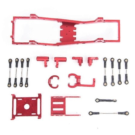 RC Bil CNC Metal Karrosseri Chassis Ramme Sæt til 1/16 RC Bil Opgraderingsdele, Rød