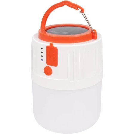 LED Campinglykt, Oppladbar, Bærbar Solcellecampinglykt med 5 Lysmoduser, IP44 Vanntett, 300 Lumen [Energieffektivitetsklasse E]