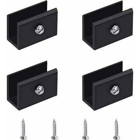 Lasihyllyn kannatin 4 kpl musta säädettävä alumiiniseos seinään asennettava tuki 6-8 mm paksuiselle lasille