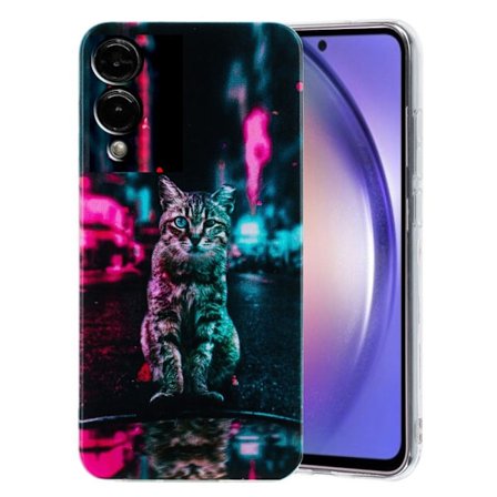 Samsung Galaxy S25 Edge Asia Pehmeä joustava puhelin takaisin kansi kuvio tulostus - Liikennevalo Kissa