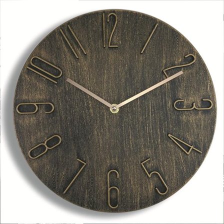 Minimalistisk analog veggklokke 30 cm - bronse