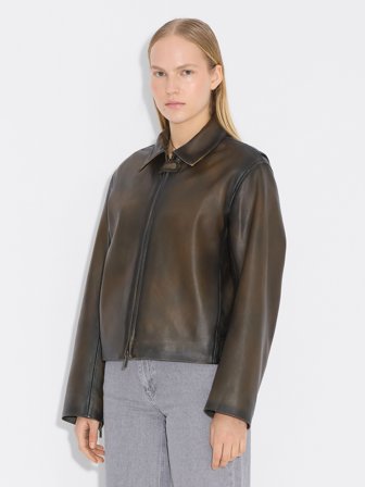 Holzweiler Cia Leather Jacket - Dk. Brown - Women's - L