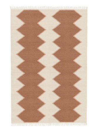 Dakota 200X300 Natuurwit/Roestrood Wol Vloerkleed