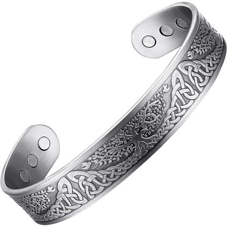 Magnetisk Kobberarmbånd til Mænd Magnetisk Armbånd Høj Gauge 99,9% Solid Kobber med Magneter Anti-Allergi Vintage Blomst Kobber Magnetiske Armbånd