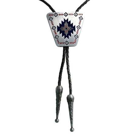 Vintage Bolo Tie Halsband Hänge Smycke Flätad Läderrep Halsband Western