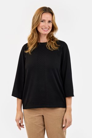 SIGNATURE - 3/4 Ærmet Strik - Sort