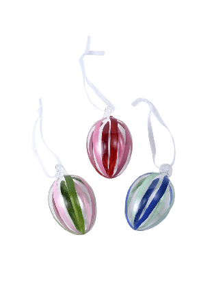 Åhléns Home Påskhänge i glas STRIPE, 3-pack Inredningsdetaljer Flerfärgad ONESIZE