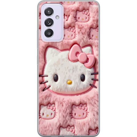 Yhteensopiva Puhelinkuori Samsung Galaxy A82 5G Hello Kitty vaaleanpunainen pörröinen tausta, jossa on ikoninen kasvot ja kawaii-esteettisyys