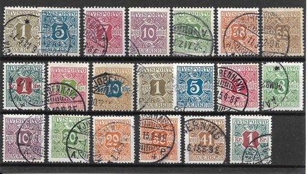 Danmark 1907 - Avisportomærker 1 - 20 - Stemplet