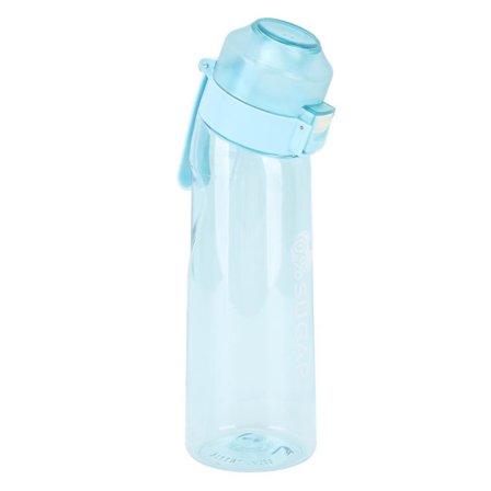 Doftvattenflaska 650 ml pop-up cover Transparent Portabel utomhussportdoft Vattenkopp med halmblå