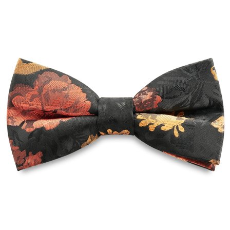 Dianthus | Nœud papillon pré-noué à fleurs noir, orange et jaune pour hommes - Noeuds papillon pré-noués