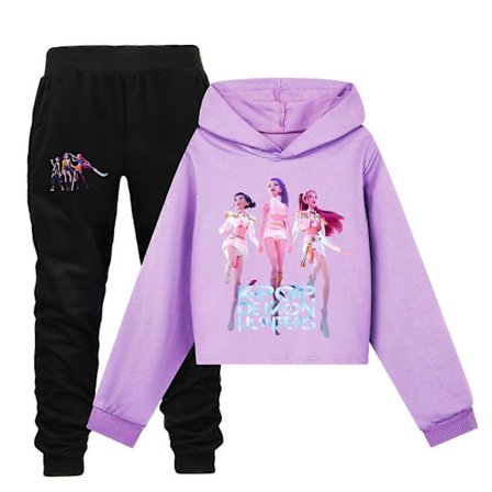 Piger K-Pop Demon Hunters Hættetrøjer Børn Sweatshirt Pullover Toppe Bukser Sæt 03 _b