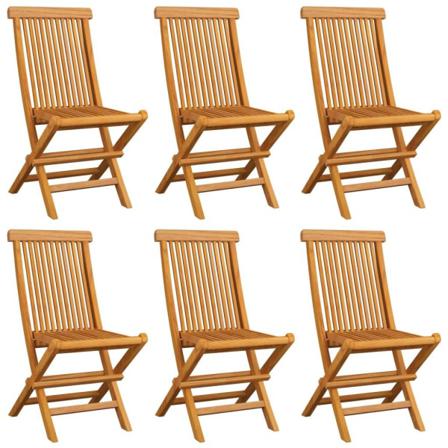 Vidaxl Trädgårdsstolar 6 St Med Taupe Dynor Massiv Teak Taupe