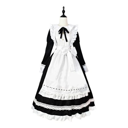Lang tjenestepigekjole med lange ærmer - Tjenestepigekostume, butler-cosplay, uniform i japansk stil - Sød Lolita-kjole