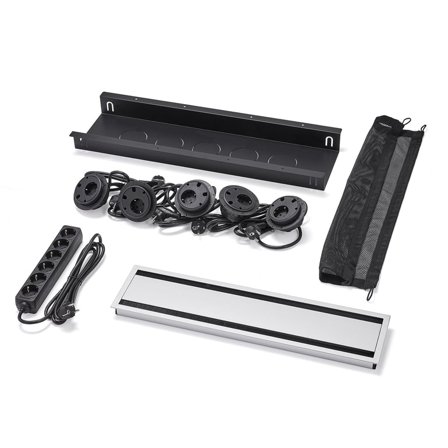 Kabelbox UNIFY, 5 el, kabelhål, inkl. grenuttag, silver