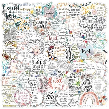 Galaxy 100 kpl Jeesuksen kristillisiä tarroja Raamatun jakeiden tarroja vinyyliä vedenkestäviä tarroja