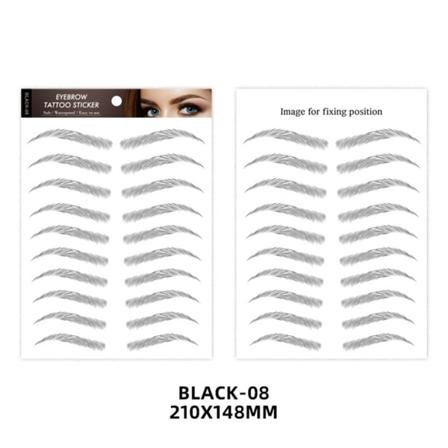 Ögonbrynstatueringsdekal Falska ögonbryn Vattentät 7 dagar långvarig 6D ögonbrynssats black 8