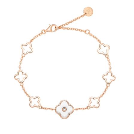Kvinnor flickor Armband Tofs Kedja Smycken Present Tonåring S925 Keramik Fyrklöver Modellering Mode Ceramic rose gold