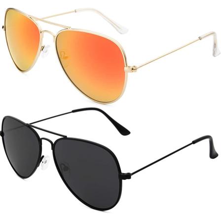 Solglasögon Polariserad Metallspegel (svart Grå + Guldröd)
