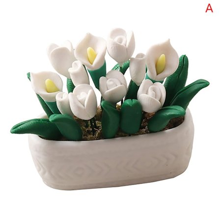 1:12 Nukkekodin miniatyyri tulppaaniruukku-bonsai-puutarha