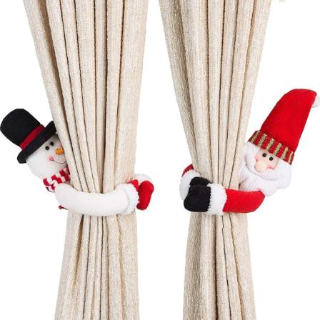 2-pack julgardinspänne docka Santa & Snowman Creative Gardin Tieback Håll tillbaka fäste