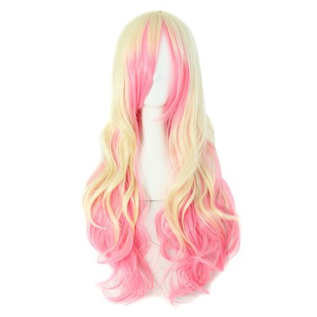 28" Bølgete Lolita Cosplay Parykk Party Parykk (Rosa/Beige)