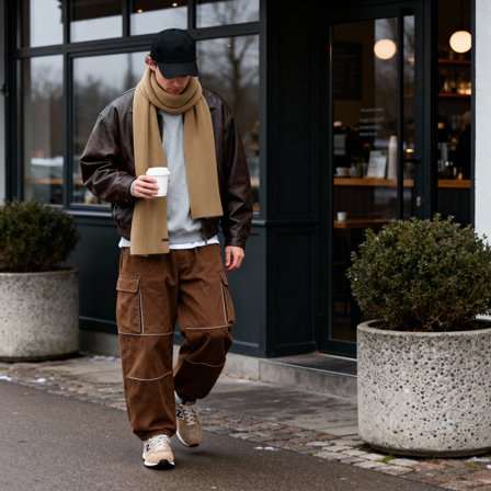 Baltic | Ribbstickad halsduk i akryl, sandfärgad för män - Halsdukar för vintern