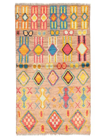Moroccan Berber - Afghanistan Hand Knotted 85X149 Rug Orange/Brown Afghanistan