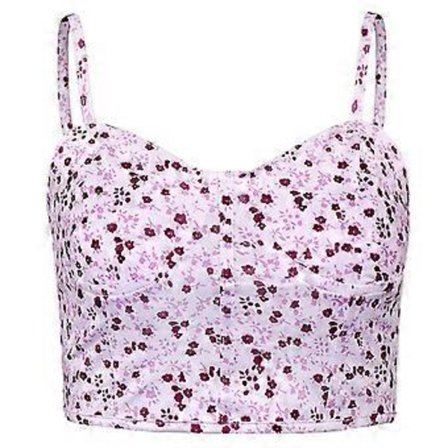 Ärmlös Pullover Topp med Blomstermönster Bodycon Sexig Cami Tank Linne Kort Hjärthalsad Skjorta Crop Tops för Sommar-Tjej ros L(L ros)