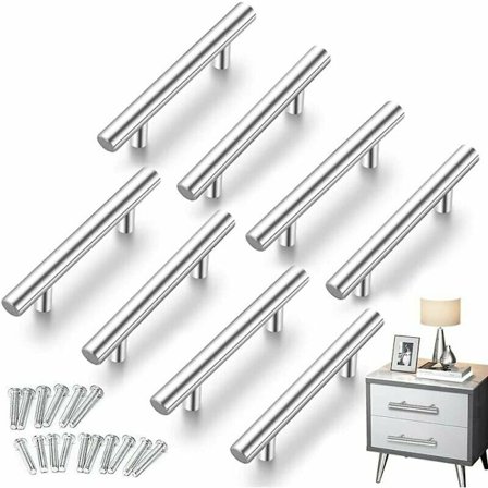 Stück T-Bar-Stick-Küchentürgriffe mit Schrauben (150 mm), Edelstahl-Küchenschrankgriff, 96 mm Lochabstand, für Schranktür, Küchentürgriffe