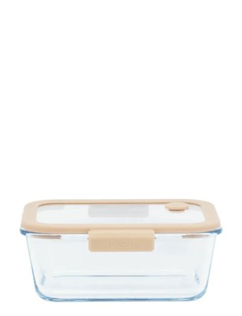 Pebbly Pebbly Rectangular Glass Canister With Glass Lid And Vacuum Cap - 1900 Ml - Nude - 1.9 L