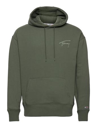 Tjm Signature Hoodie Hoodie Grön Tommy Jeans
