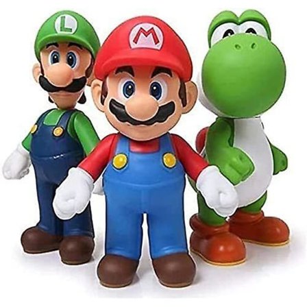 3 stk./sæt Mario Bros figurer Yoshi Mario Luigi kagepynt tegneserie samling legesæt legetøj ornament dekoration db