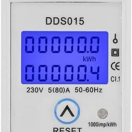 5-80A 230V 50Hz Enfasig Energimåler LCD Bakgrunnsbelysning Enfasig Energimåler