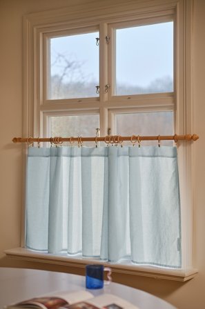 Jotex - Kafégardin Linmiks Lys blå - LINA - Kjøp Lingardiner hos Jotex