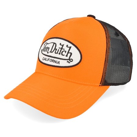 Von Dutch - Oransje trucker Caps - Fresh Oval Patch Black/Orange A-Frame Trucker @ Hatstore
