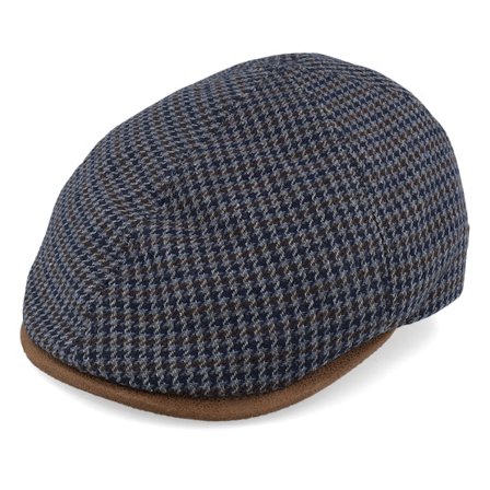 MJM Hats - Azul flatcap Boné - Broker 32 Wool Mix Blue Check Flat Cap @ Hatstore