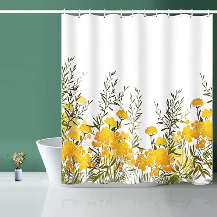 Duschdraperi, tyg duschdraperi fodrad gul blommig Sh