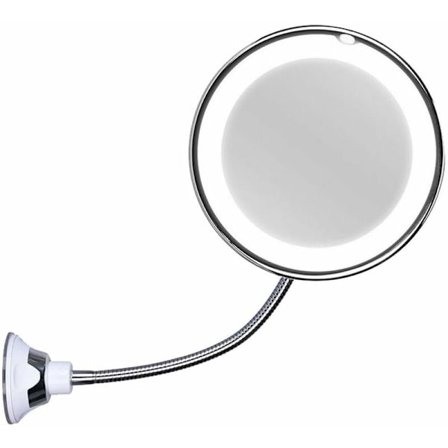 Kosmetisk spejl med svanehals, 10x forstørrelse, LED-belyst, w
