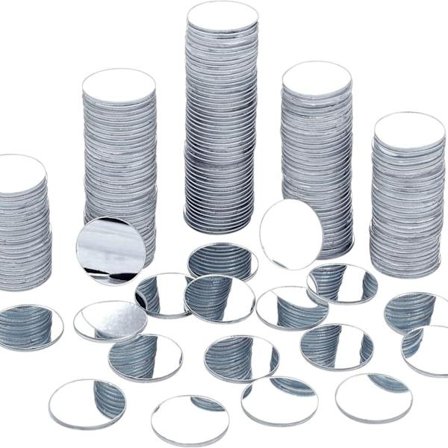 100 stykker 2,5 cm + 50 stykker 5 cm Mini Størrelse Rundt Spejl Lille Rundt Spejl Selvklæbende Spejl Runde Håndværk Spejlfliser til C