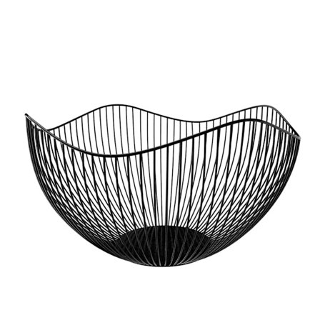 Svart fruktkurv, metall fruktbolle, jern fruktkurv, rund fruktkurv