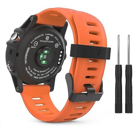 Sopii Garmin Fenix 3/Fenix 5x pehmeä silikoniranneke, sopii Garmin Fenix 6x/finix 6x Pro/Fenix 3 Hr/5x Plus 26mm, oranssi