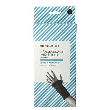 Matas Striber Håndbandage med Skinne Sort Venstre S/M, Medicin & Pleje, Støttebind, Øvrigt