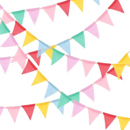 12 stk * 5 Guirlander, 60 stk Flerfarvede Vimpler i Jute, Udendørs