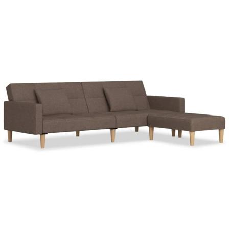 Vidaxl Bäddsoffa 2-sits Med Två Kuddar Och Fotpall Taupe Tyg Taupe