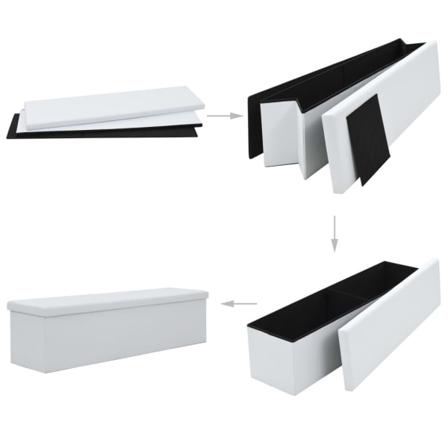 Vidaxl Förvaringsbänk Hopfällbar Konstläder 150x38x38 Cm Vit Vit
