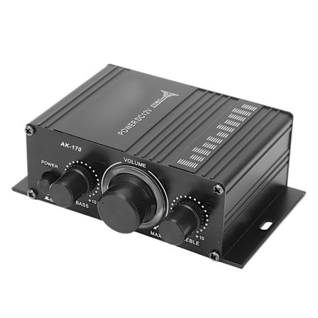 12V Mini Power Amplifier Distortion Free och Clear Sound Portable för Bil Eller Hem MP3-spelare
